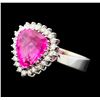 Image 1 : 7.50 ctw Pink Tourmaline and Diamond Ring - 14KT White Gold