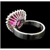 Image 3 : 7.50 ctw Pink Tourmaline and Diamond Ring - 14KT White Gold