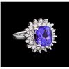 Image 1 : 7.05 ctw Tanzanite and Diamond Ring - 14KT White Gold