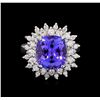 Image 2 : 7.05 ctw Tanzanite and Diamond Ring - 14KT White Gold