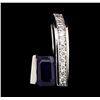 Image 1 : 1.05 ctw Sapphire And Diamond Pendant - 14KT White Gold