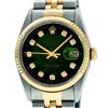 Image 1 : Rolex Mens 36mm Two Tone Yellow Gold Green Vignette Diamond DateJust Wristwatch