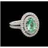 Image 1 : 1.50 ctw Emerald and Diamond Ring - 14KT White Gold