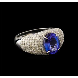 2.77 ctw Tanzanite and Diamond Ring - 14KT White Gold