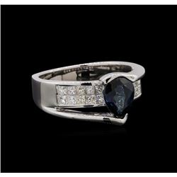 1.45 ctw Sapphire and Diamond Ring - 18KT White Gold