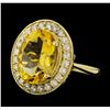 Image 1 : 5.41 ctw Citrine Quartz  and Diamond Ring - 14KT Yellow  Gold