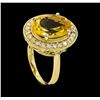 Image 4 : 5.41 ctw Citrine Quartz  and Diamond Ring - 14KT Yellow  Gold