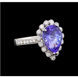 14KT White Gold 3.73 ctw Tanzanite and Diamond Ring