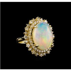 11.88 ctw Opal and Diamond Ring - 14KT Yellow Gold