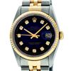 Image 1 : Rolex Mens 36mm Two Tone Yellow Gold Blue Vignette Diamond DateJust Wristwatch