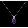 Image 2 : Crayola 8.80 ctw Amethyst Pendant With Chain - 14K White Gold