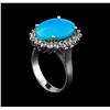 Image 4 : 4.92 ctw Turquoise and Diamond Ring - 14KT White Gold