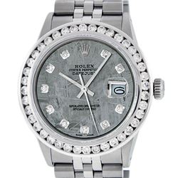 Rolex Mens Stainless Steel Meteorite 3.15 Carat Diamond Datejust Wristwatch