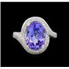 Image 2 : 6.47 ctw Tanzanite and Diamond Ring - 14KT White Gold