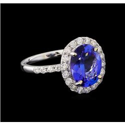 4.22 ctw Tanzanite and Diamond Ring - 14KT White Gold