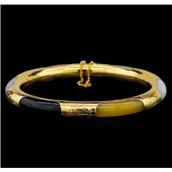 Jade Bangle Bracelet - 14KT Yellow Gold