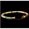 Image 3 : Jade Bangle Bracelet - 14KT Yellow Gold