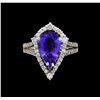 Image 2 : 3.46 ctw Tanzanite and Diamond Ring - 14KT White Gold