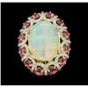 Image 2 : 13.98 ctw Opal, Pink Sapphire and Diamond Ring - 14KT Yellow Gold