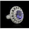 Image 1 : 6.24 ctw Tanzanite and Diamond Ring - 14KT White Gold