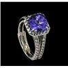 Image 4 : 3.72 ctw Tanzanite and Diamond Ring - 14KT White Gold