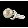 Image 1 : Pearl and Diamond Ring - 14KT White Gold