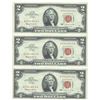 Image 1 : 1963 $2 Uncirculated Red Seal Bill Lot of 3