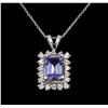 Image 2 : 14KT White Gold 1.89 ctw Tanzanite and Diamond Pendant With Chain