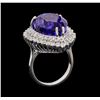 Image 4 : GIA Cert 27.51 ctw Tanzanite and Diamond Ring - 14KT White Gold