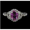 Image 2 : 1.49 ctw Pink Sapphire and Diamond Ring - 14KT White Gold
