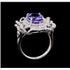 Image 4 : 5.92 ctw Tanzanite and Diamond Ring - 14KT White Gold