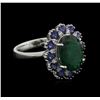 Image 1 : 3.48 ctw Emerald, Sapphire and Diamond Ring - 14KT White Gold