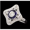 Image 1 : 0.76 ctw Diamond Ring And Sapphire Ring- 18KT White Gold