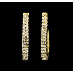 1.00 ctw Diamond Hoop Earrings - 14KT Yellow Gold