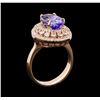 Image 4 : 3.75 ctw Tanzanite and Diamond Ring - 14KT Rose Gold