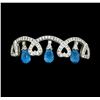 Image 1 : 15.00 ctw Blue Topaz And Diamond Bangle Bracelet - 18KT White Gold