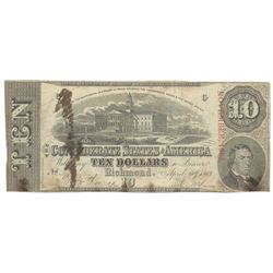 1863 $10 The Confederate States of America Note