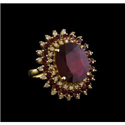 14KT Yellow Gold 14.11 ctw Ruby and Diamond Ring