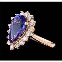 3.82 ctw Tanzanite and Diamond Ring - 14KT Rose Gold