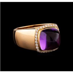 Fred of Paris Pain De Sucre Amethyst and Diamond Ring - 18KT Pink Gold