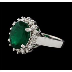 3.27 ctw Emerald and Diamond Ring - 14KT White Gold