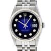 Image 1 : Rolex Mens SS Blue Vignette Diamond Datejust Quickset Wristwatch