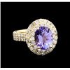 Image 1 : 4.15 ctw Tanzanite and Diamond Ring - 14KT Yellow Gold