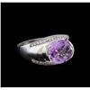 Image 1 : Crayola 3.95 ctw Pink Amethyst and White Sapphire Ring - .925 Silver