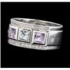 Image 1 : Crayola 1.00 ctw Pink Amethyst and White Sapphire Ring - .925 Silver
