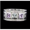 Image 2 : Crayola 1.00 ctw Pink Amethyst and White Sapphire Ring - .925 Silver