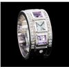 Image 4 : Crayola 1.00 ctw Pink Amethyst and White Sapphire Ring - .925 Silver