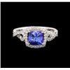Image 2 : 14KT White Gold 1.62 ctw Tanzanite and Diamond Ring