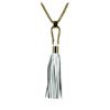 Image 2 : Leather Tassel Hook Pendant Necklace - Gold Plated