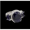 Image 1 : 12.15 ctw Sapphire and Diamond Ring - 14KT White Gold